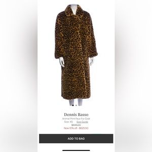 Dennis Basso Animal Print Faux Fur Long Coat